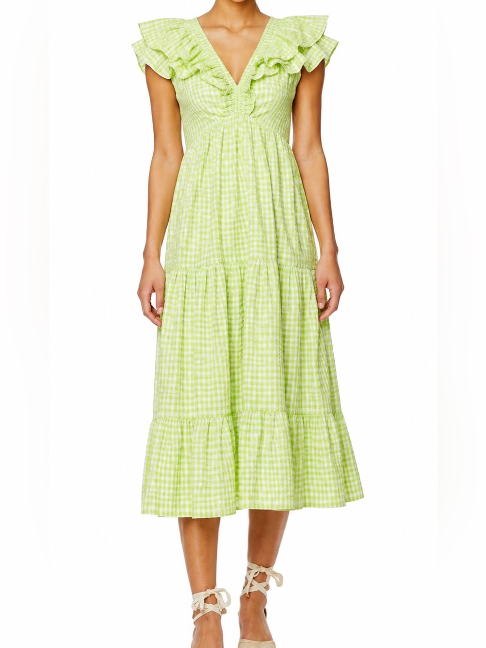 Roller Rabbit Gingham Ondine Midi Dress in Green